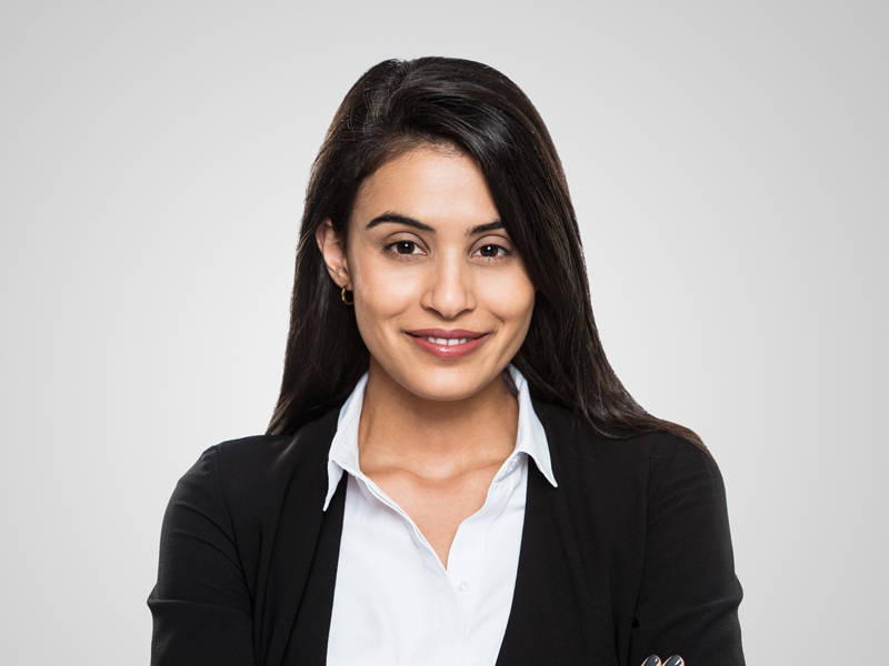 Elina Mantrali Harneys front portrait image on a grey background