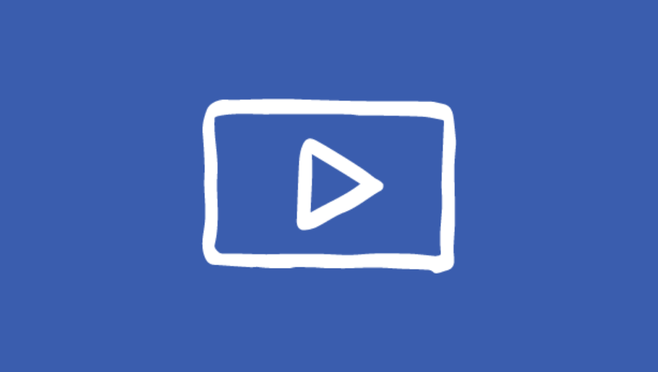 Video play button on blue background