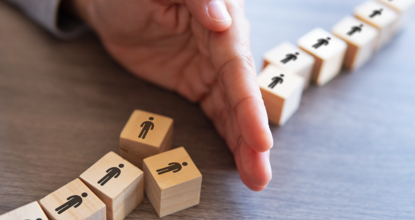 Hand separate group of people